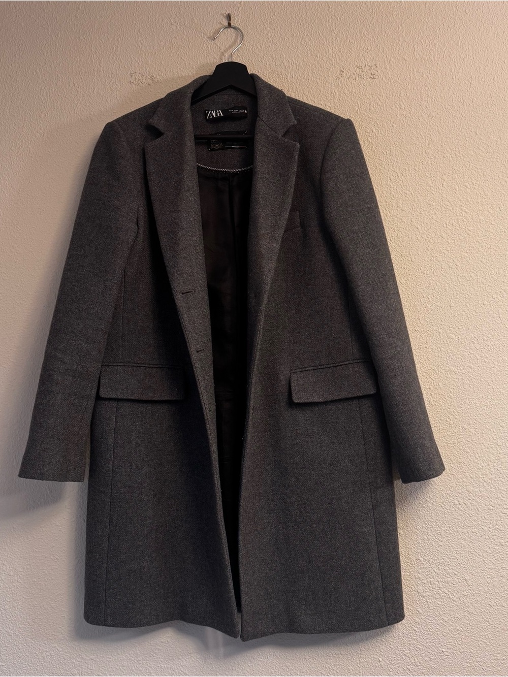 Zara Women’s Gray Wool-Blend Pea Coat